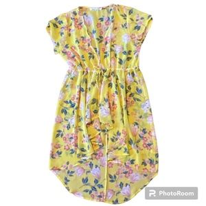 Liberty Love flowy sheer front tie cardi. XL yellow, garden floral